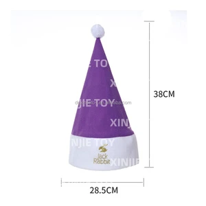 Newly Customized Embroidery Icon Soft Christmas Hat Custom Size Plush Christmas Hats Purple Colored Stuffed Christmas Hat