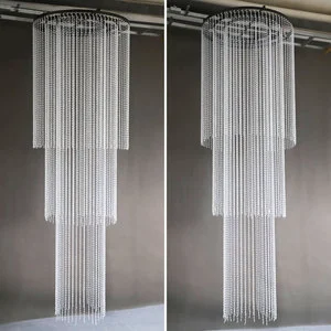 Wedding Ceiling Decor Acrylic Crystal Bead Curtain Hotel Banquet Hall Circle Curtain Party Wedding Stage Background Decoration