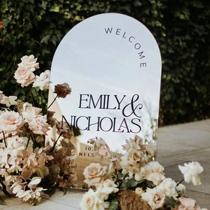 Custom Silver Mirror Acrylic Wedding Welcome Sign Elegant Arched Ceremony and Reception Decor for Party Decorations