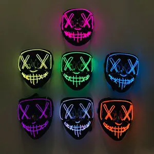 Scary Halloween Party Mask LED Halloween Face Mask Light up Cosplay Halloween Costume Purge Mask Party Decoration