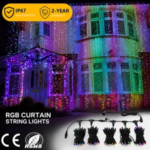 LED RGB Curtain Lights 10m Drop H03RN-F Rubber Cable Waterproof Engineering Outdoor Wedding Stage Backdrop Event Display Decor