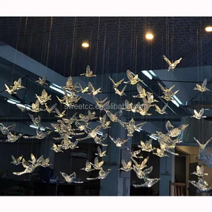 LED Hot Sell Gorgeous Wedding Decoration Ceiling Hanging Plastic Acrylic Poultry Wedding Background Decoration