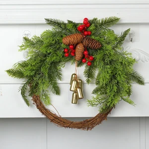 Lassic Meets Trendy Christmas Decorations Farmhouse Bohemian Wreath Bell Wreath Door Hanging Christmas Wreath