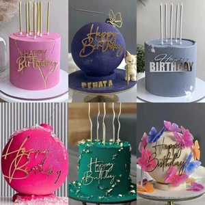 Hot Selling Gold Acrylic Cake Topper for DecoratingHappy Birthday Cake Supplies