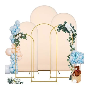 Traditional 3pcs Gold White Iron Flower Arch Stable Wedding Ceremony & Celebration Indoor/Outdoor Decor with Fast Delivery