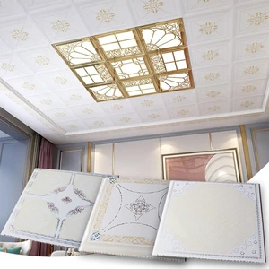 Most Popular Modern Waterproof Fireproof Soundproof Perforated Artistic PVC Ceiling Tiles With Hot Stamping For Home Use