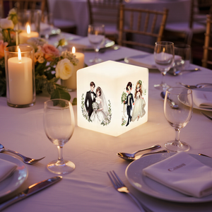 Custom LED Wedding Light Box Personalized Photo 16 Colors, Rechargeable Battery For Table Centerpiece Decor Wedding Lights