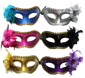 Halloween Masquerade Mask Glitter Plastic Flower Carnival Mask