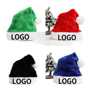 Unisex High Quality Multi-Color Short Plush Christmas Hat Customizable Logo Wholesale Factory Christmas Ornaments for Adults