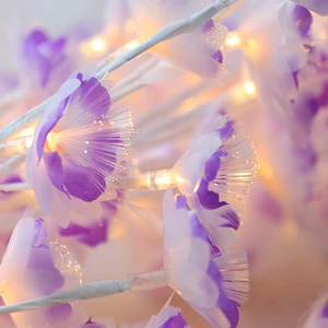 LED Lavender Artificial Flower Bouquet Light, Battery Operated Warm White String Lights for Home, Wedding, Festival Decoration