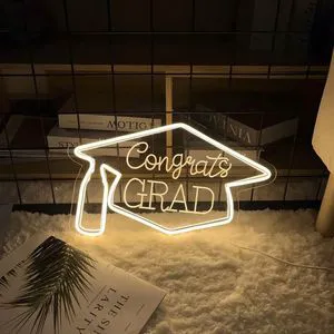 Winbo Congrats Grad Neon Sign for Romantic Proposal Celebrate Wedding Decor Dimmable Led Signs Custom Acrylic Logo Neon Lights