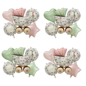 Large Baby Stroller 5pcs Foil Balloon Set Oh Baby Balloons First Birthday Baby Shower Balloon Bouquet for Party Decoration