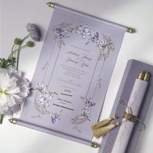 Elegant Custom Photo Printing Paper Wedding Invitations in Purple Pink Blue by Marryso-High-End European-Style