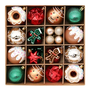 2025 New Design Red Green Gold Christmas Ornaments Set 42 PCS High Quality Hand-Painted Xmas Tree Decorations For Home Party
