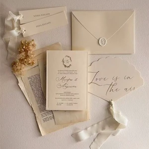 Premium Letterpress Wedding Invitation with Custom Logo Printing and Color Printing on High-End Paperboard