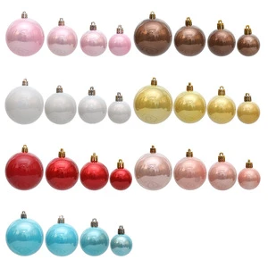 New Style Plastic Circle Christmas Ball Set 36 Pieces Assorted Sizes Pearl Luster Tree Hanging Ornaments