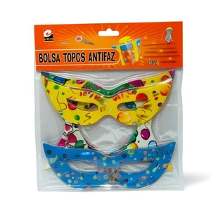 Antifaz Plastic Round Party Masks 12Pcs Pack Colorful Cartoon Design Half Face Indoor Use for Birthday Celebrations Ages 4-6