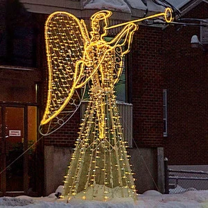 Custom Street 3D Outdoor Angel Romantic Light Decoration Christmas Holiday Motif Lights IP65 Waterproof LED Wedding Lights