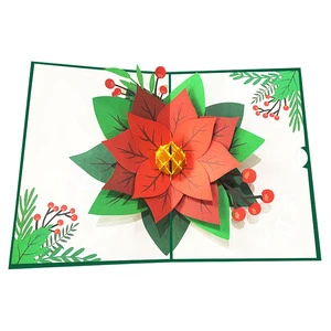 Customized Eco-Friendly Recyclable 3D Pop-up Card Gloss Varnishing Digital Printing Handmade Paper for Wedding Christmas