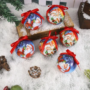 12-Piece Set Christmas Ornament Balls Stickers Foam Printed Painted Santa Claus Tree Decorations Pendants