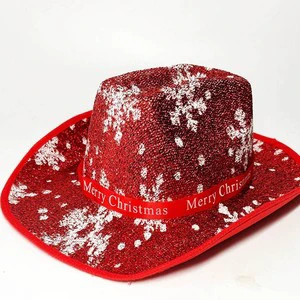 New Design Unisex Red Christmas Snowflake Cowboy Character Party Hat-100% Polyester All Seasons