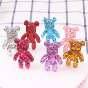 Festival Cake Decoration Cupcake Gold Glitter Fancy Cute Accessories Resin Transparent Crystal Wedding Birthday Bear Cake Topper