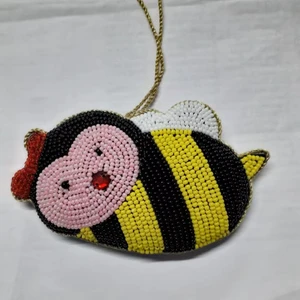 Cute Bee Beaded Hanging tree Ornament Handmade Keychain Bag Charm christmas ball
