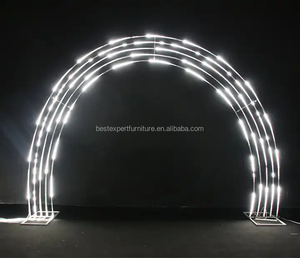 Luxury Wedding Decoration Lights Metal Wedding Arch Dried Flower Wall Arrangement Wedding Backdrop Arch