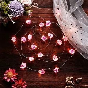 Valentines Day Creative Wedding Decoration Lights Crystal Stone LED Copper Wire String Light Christmas Decoration