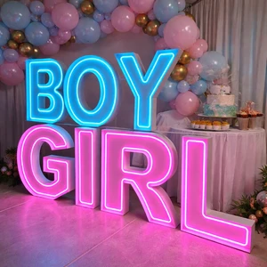 Light Up BOY GIRL IP65 Waterproof Stainless Steel Marquee Letters With APP Control For Gender Reveal Party Event Decor