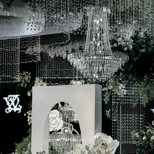 Luxury Design Golden Sliver Decoration Hanging Crystal Chandeliers Lights for Wedding Lights Outdoor Decorative