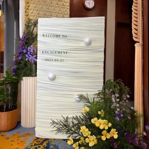 Custom Polyester Wedding Welcome Sign Set Metal Square Backdrop Frame Event Signage for Scene Decoration