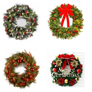 Needle Wreath Handmade Christmas Snow Wreath Door Hanging Window Decoration