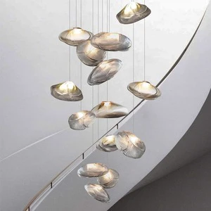 Modern Custom Hotel Lobby Villa Stair Art Glass Cloud Chandelier Pendant Light
