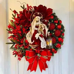 AYOYO Gold Lantern Flower Ring Luxury Pineapple Door Hanging Christmas Decoration Artificial Wreath Indoor Ornament