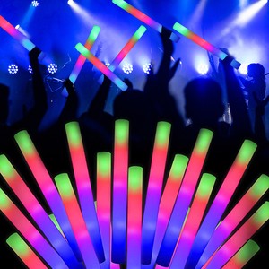 Glow In The Dark Red White Blue Light Up Fluorescent Led Foam Sticks For A Wedding