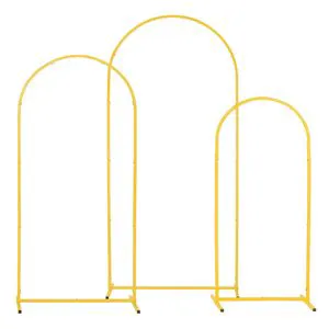 Set 3 Gold Metal Arch Backdrop Stand 6/5/4 ft Stable Structure Easy Assembly for Wedding & Birthday