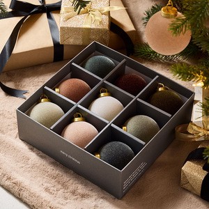 Velvet Christmas Balls Flocked Christmas Tree 8cm Ornaments 9PCS Plastic Balls Xmas Hanging Ornaments