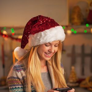 Sequin Santa Hat Christmas Hat for Adult Luxury Plush Xmas Hat with Pompom for Men and Women