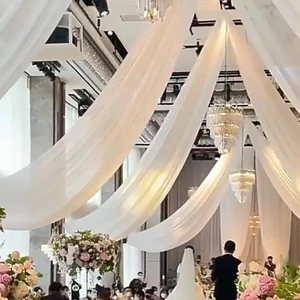 White Ceiling Curtains 5x10 Feet Backdrop Curtains Ceiling Drapes Decoration Wedding Stage Reception