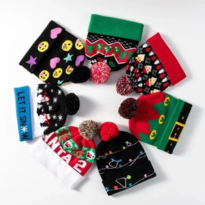 Traditional 100% Acrylic Hot Selling Christmas Decorations Hats Christmas Knitted Winter Hat