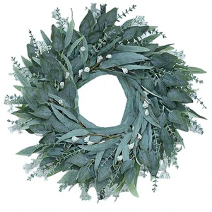 New Arrival Plastic Artificial Eucalyptus Wreath Front Door Greenery Outdoor Farmhouse Hanging Decor Wall Ceiling Decoration