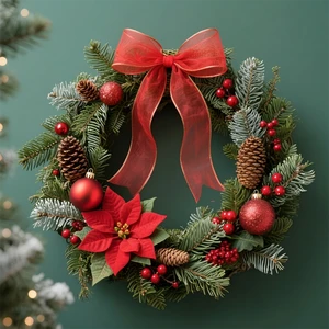 YIYU Christmas Wreath Decorations Customized Pinecone Wreath with Bow Handcraft Pine Cone Home Decor Xmas Garlands & Wreaths