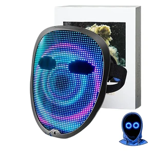 App-Controlled Bluetooth Rechargeable Programmable Full Face Mask for Party Raves