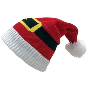 Winter Christmas Santa Claus Unisex Jacquard Knit Beanies Caps with Digital Printing 100% Polyester Common Custom Colors & Logos