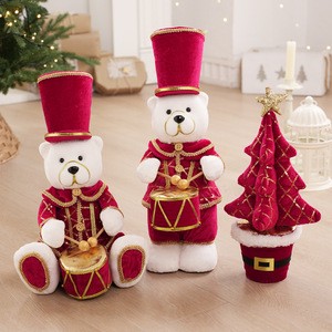 Christmas Bear Nutcracker Foam Christmas Doll Bear Drummer Solider Nutcracker Figures Ornaments Nutcrackers Christmas Decor