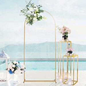 Adjustable Hanging Flower Panel Curtain Wall,Round Top Floral Frame Arbor Display for Wedding, Ceremony, Event Decor