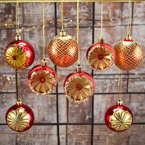 New Arrival Plastic Christmas Tree Ball Sets Ornaments Home Party Red Plastic Ball Pendant