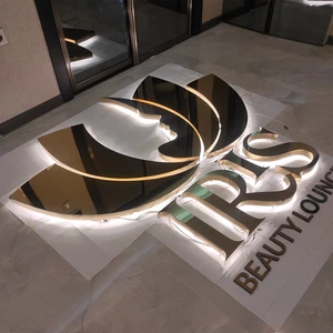 Luxury Finish Store Wall Logo Metal Sign LED Business Name Signage for Beauty Salon Lounge