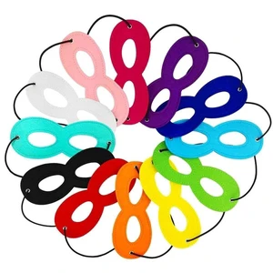 Multicolored Party Dress up Half Face Felt Eye Mask with Adjustable Elastic Ribbon for Halloween Christmas Birthday